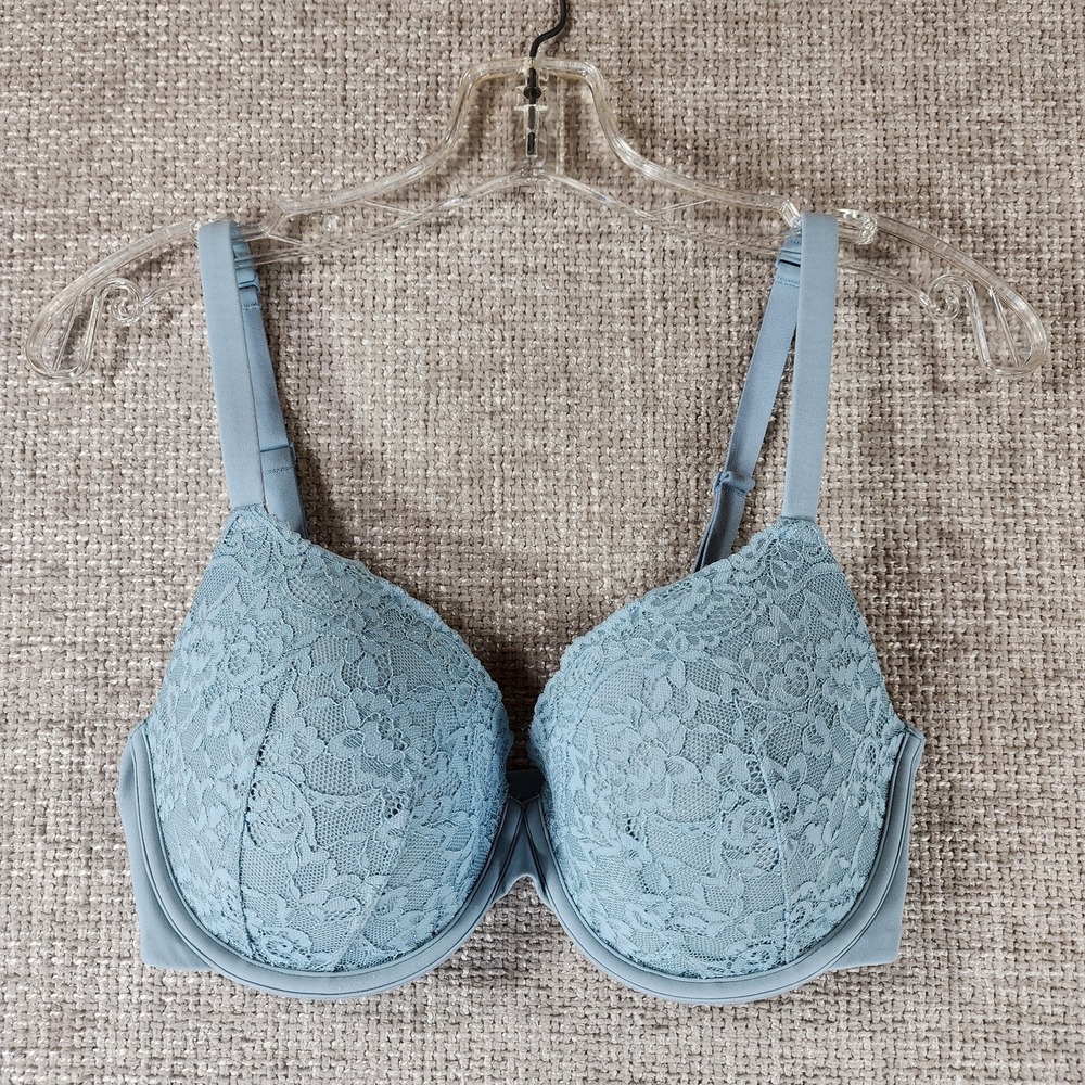Skims Fits Everybody Lace T-shirt Bra Womens 34DD Blue Underwire Convertible
